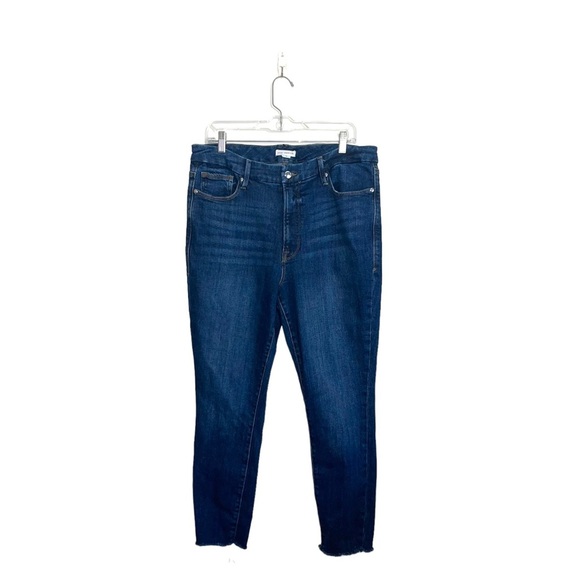 Good American Dark Wash High Rise Frayed Hem Ankle Skinny Jeans 31 15 Women’s - Picture 2 of 15